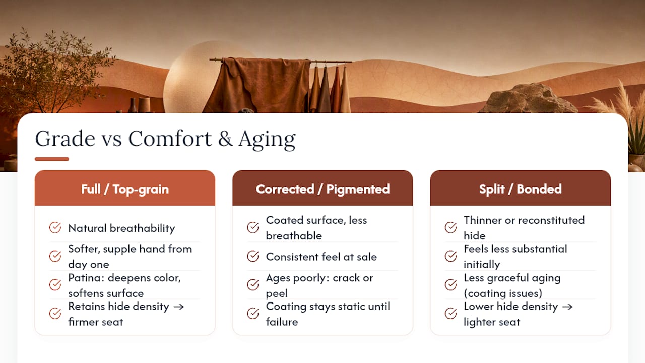How Grade Affects Comfort and the Way a Sofa Ages — overview diagram