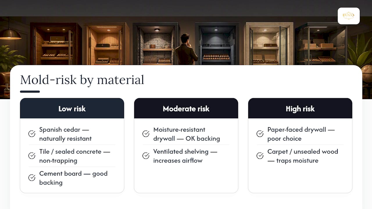 Humidor materials compared for mold risk