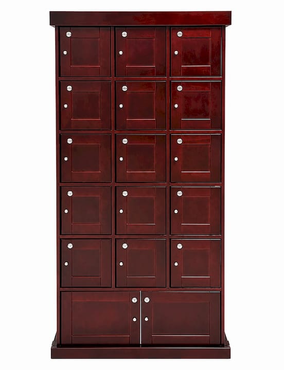 17-Lockers Cigar Humidor Cabinet (Dark Cherry)