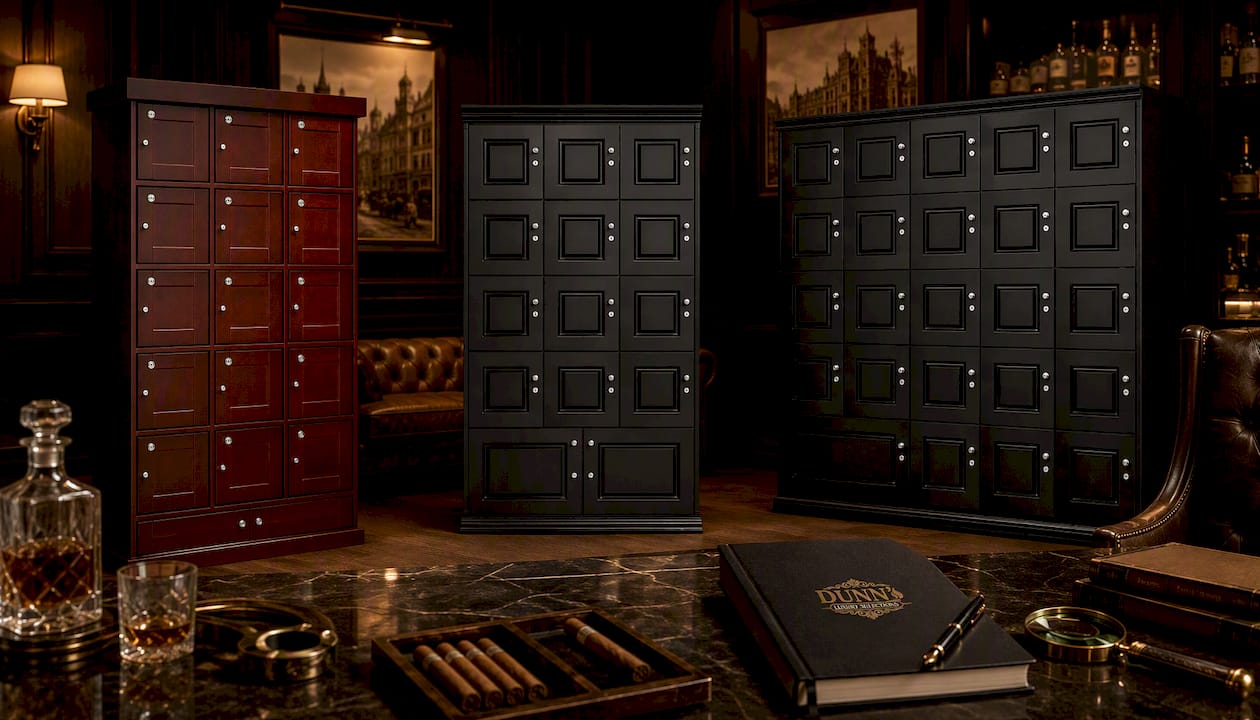 17-Lockers Cigar Humidor Cabinet (Dark Cherry)