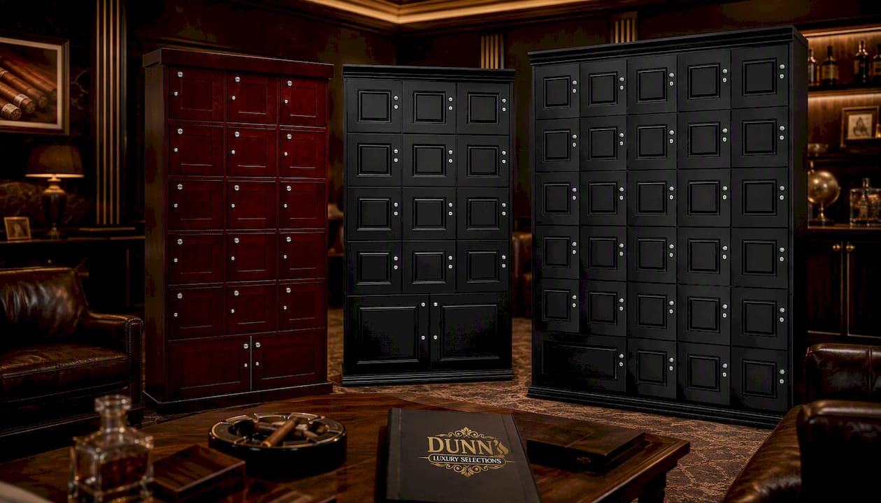 17-Lockers Cigar Humidor Cabinet (Dark Cherry)