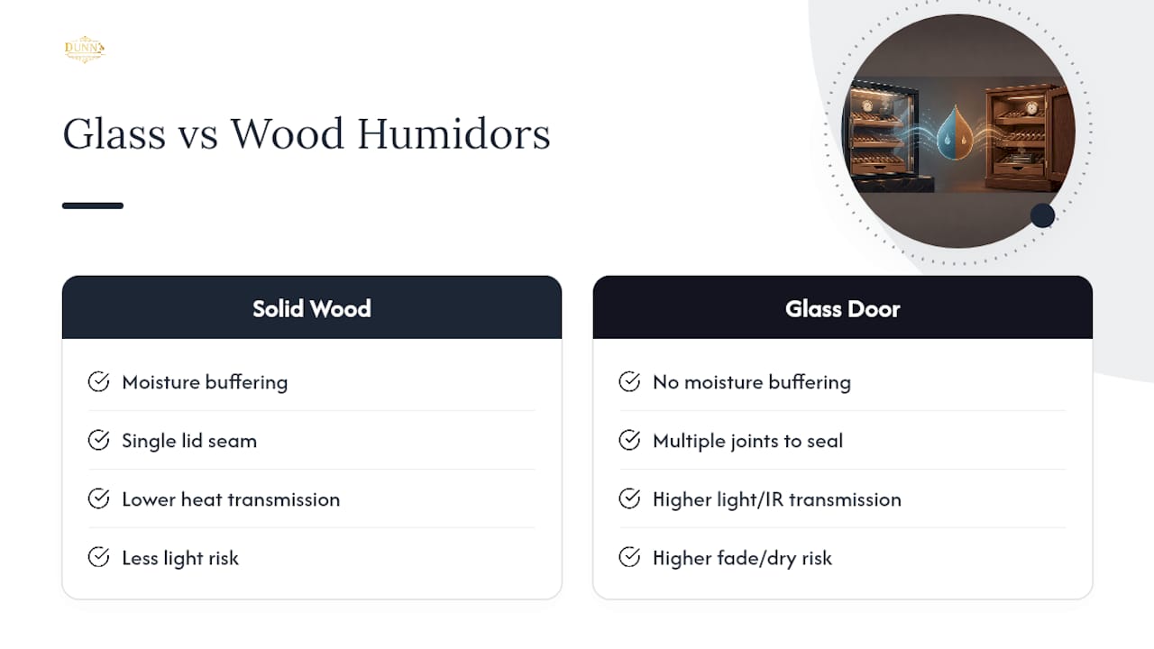 Glass and wood humidor enclosure comparison