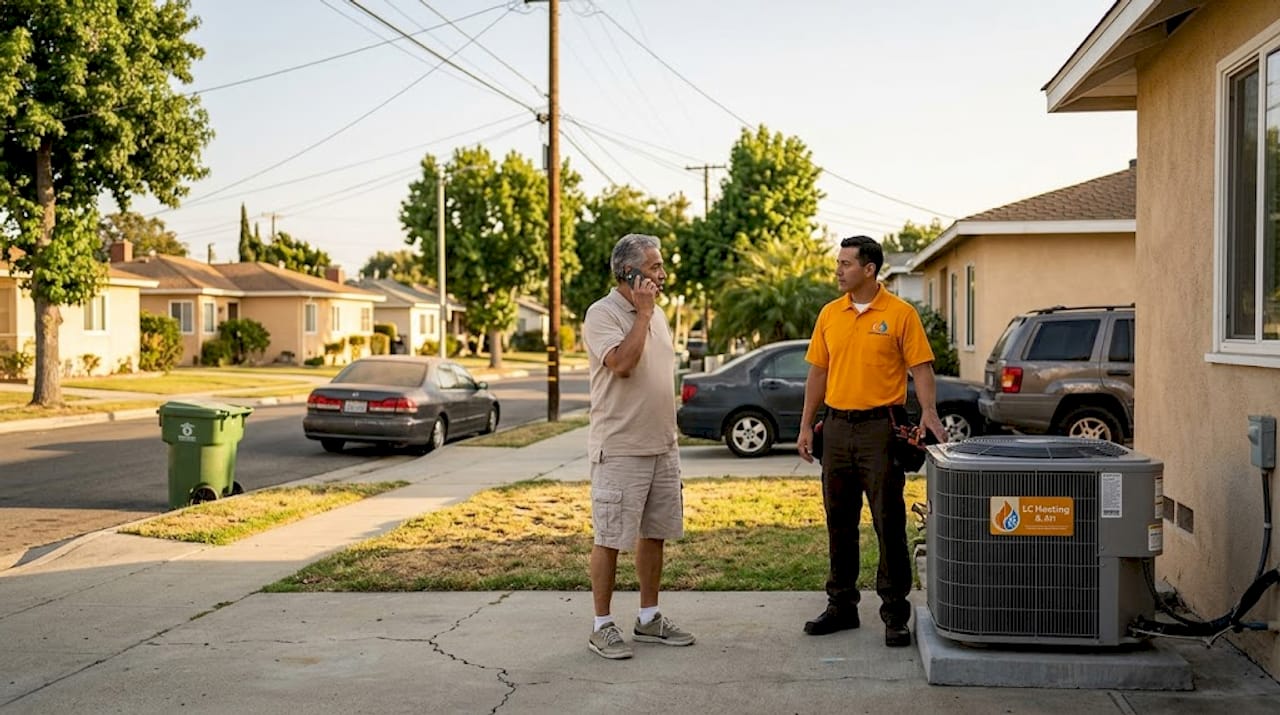 Suburban California homes with visible AC units