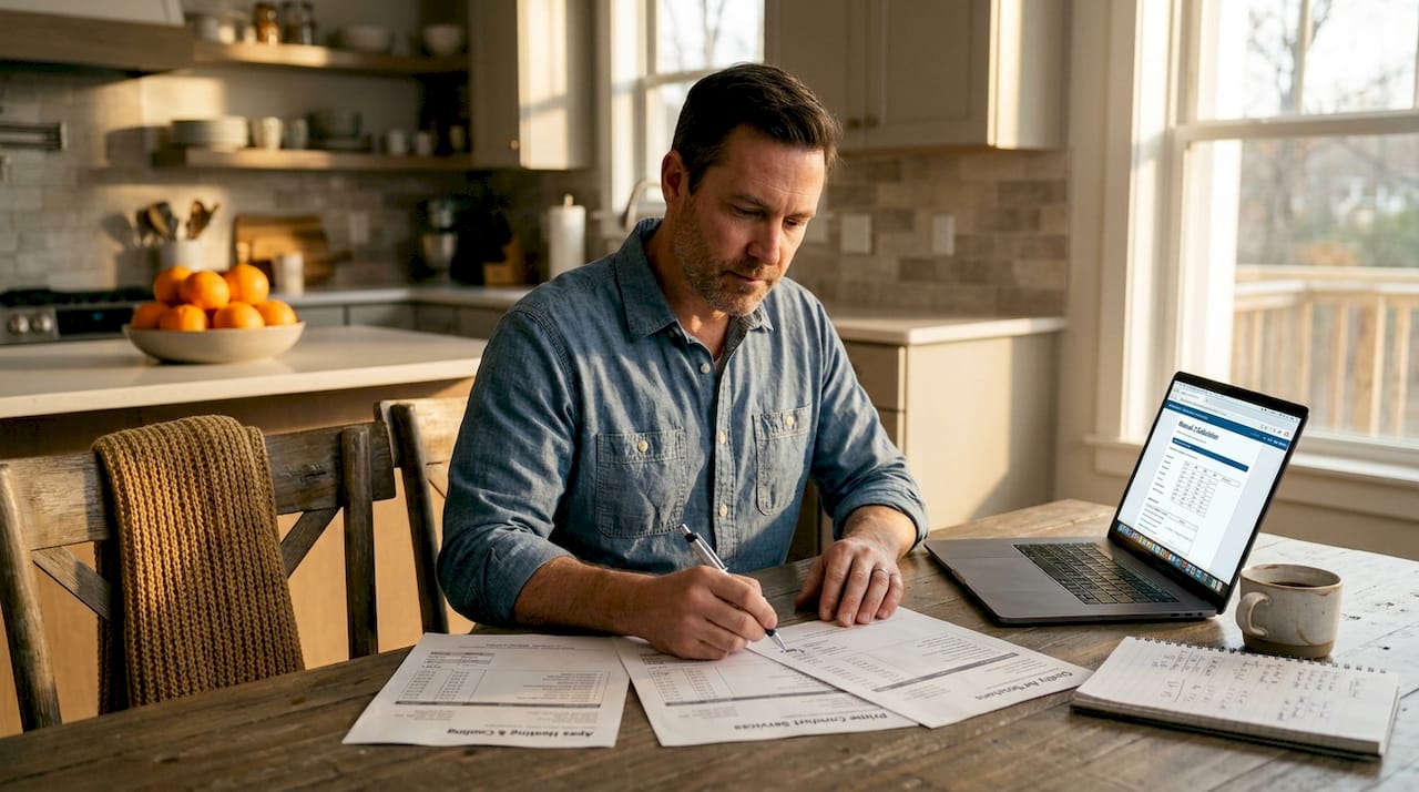 How to Compare HVAC Contractor Estimates in LA hvac contractor estimate compare hvac contractor estimate compare 1779388116422 Homeowner reviews HVAC bids at kitchen table Homeowner reviews HVAC bids at kitchen table