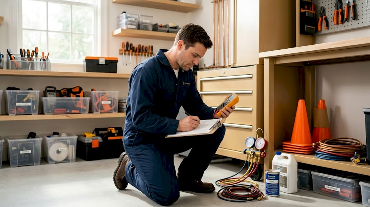 How HVAC Inspections Work: A Homeowner's Guide how hvac inspections work how hvac inspections work 1779533001101 Technician examining HVAC diagnostic tools in garage Technician examining HVAC diagnostic tools in garage