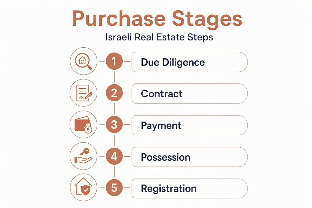 Infographic showing real estate purchase steps