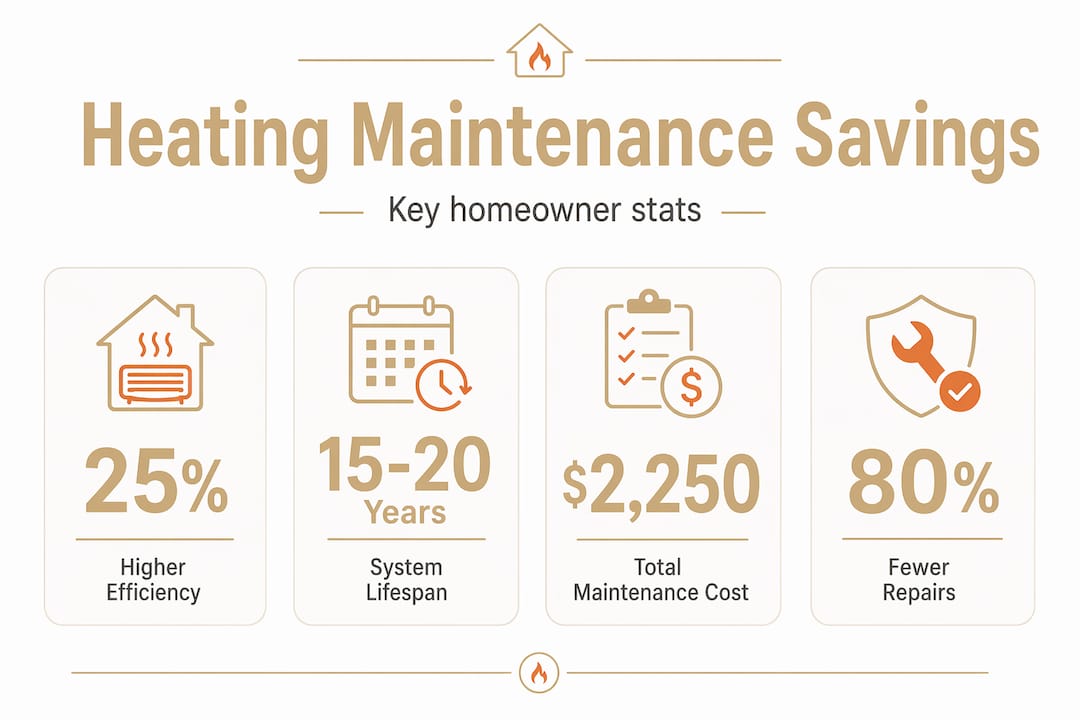 Infographic showing stats on heating maintenance savings
