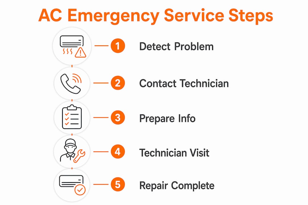 Infographic illustrating emergency AC service steps