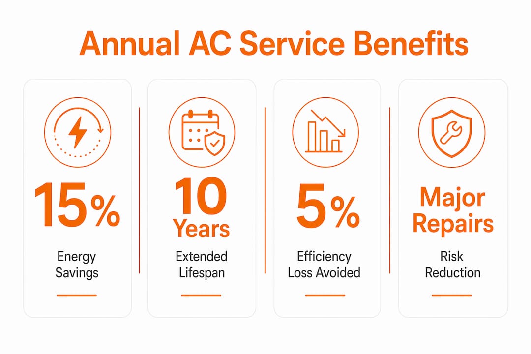 Infographic of key annual AC service benefits
