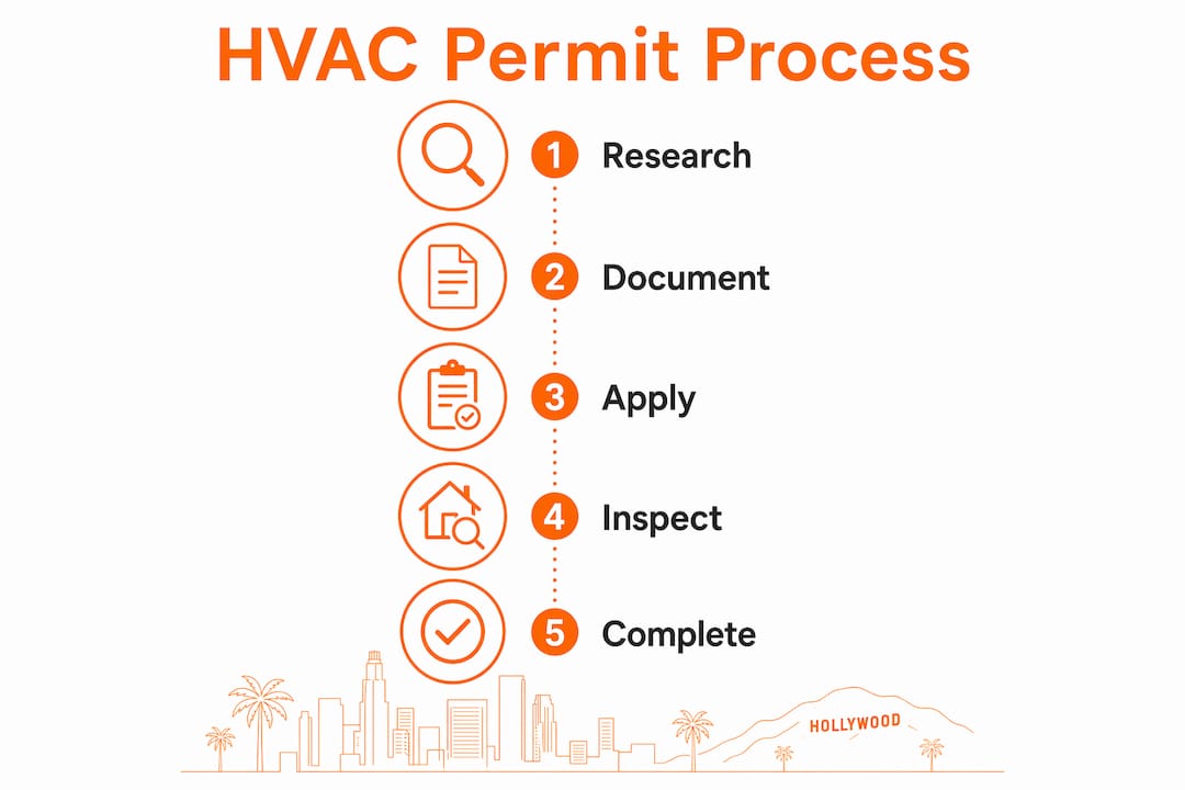 Infographic of HVAC permit application steps