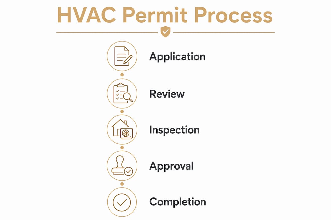 Infographic showing HVAC permit application process steps