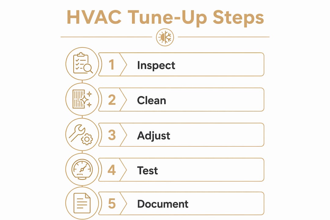 Infographic illustrating HVAC tune-up steps