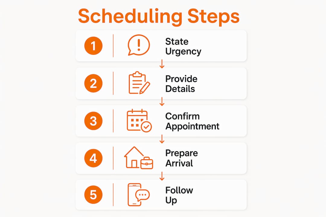 Infographic showing step-by-step AC repair scheduling process