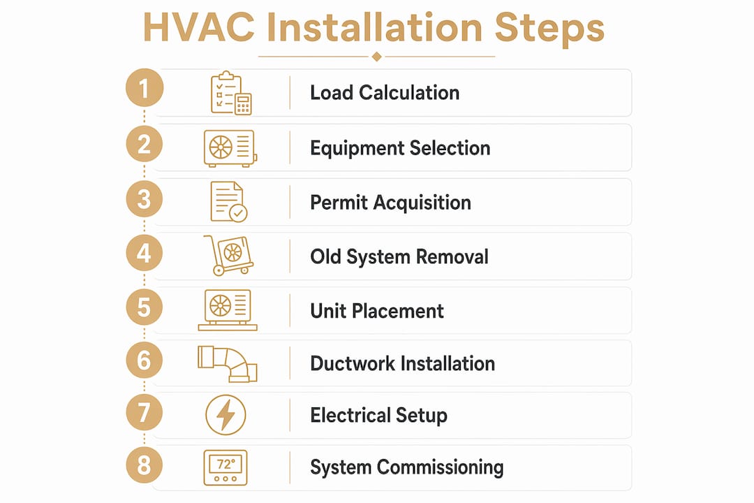 How HVAC Installation Works: A Homeowner's Guide how hvac installation works how hvac installation works 1780567457165 Infographic illustrating HVAC installation steps Infographic illustrating HVAC installation steps