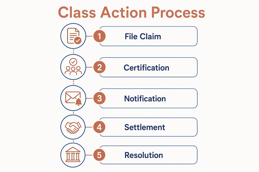 Israeli Class Action Lawsuit: What You Need to Know 3 Infographic showing Israeli class action process steps