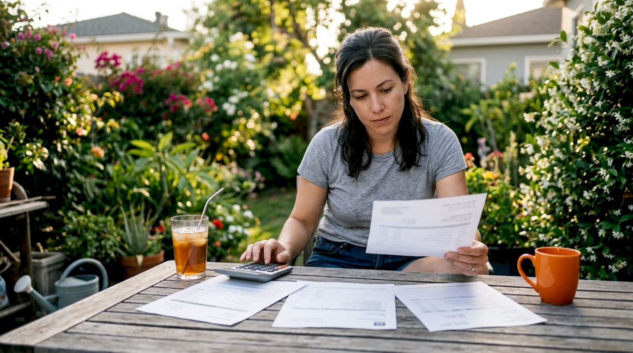 Person comparing AC repair quotes at kitchen table