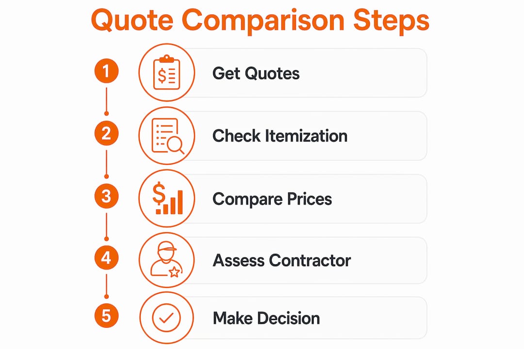 Infographic outlining steps to compare AC repair quotes