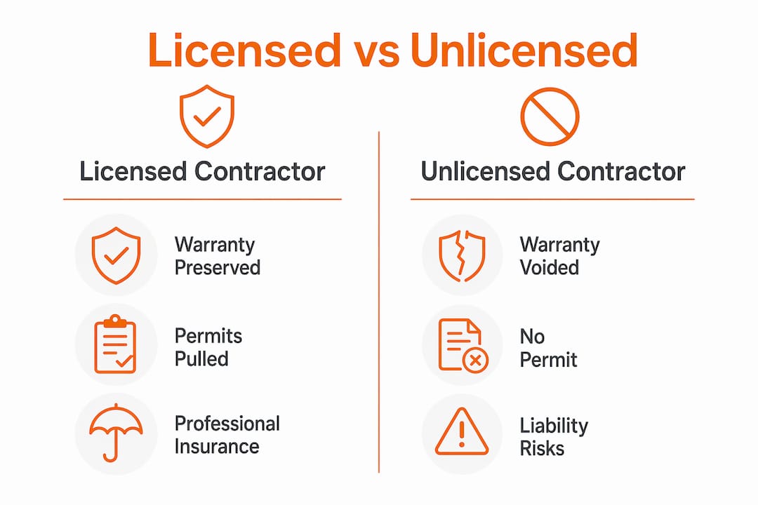 Infographic comparing licensed and unlicensed HVAC contractors