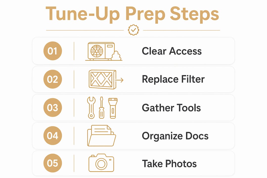 HVAC Tune-Up Preparation Steps for Homeowners hvac tune-up preparation steps hvac tune-up preparation steps 1781417224440 Infographic showing steps for HVAC tune up preparation Infographic showing steps for HVAC tune-up preparation