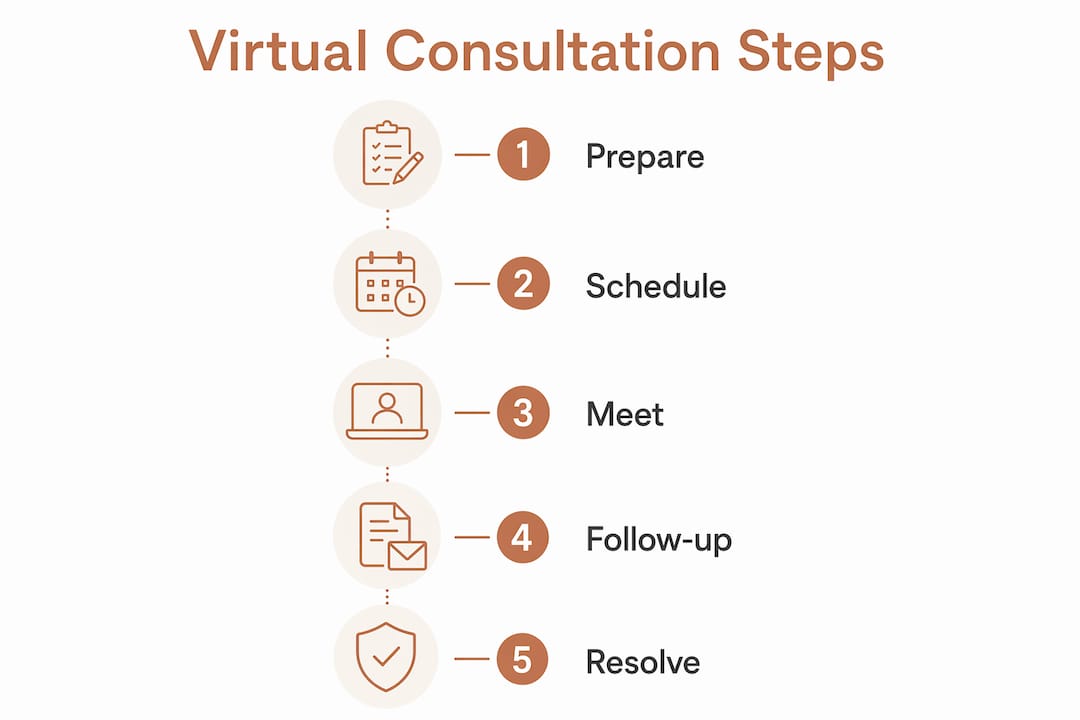 Infographic showing steps of virtual consultation