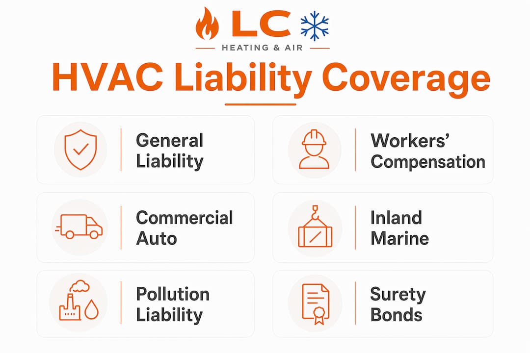 Infographic outlining HVAC insurance coverage components