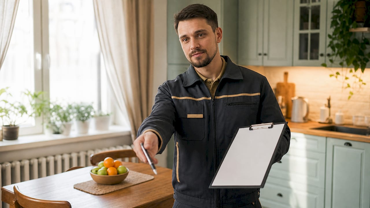 HVAC technician requesting payment with invoice