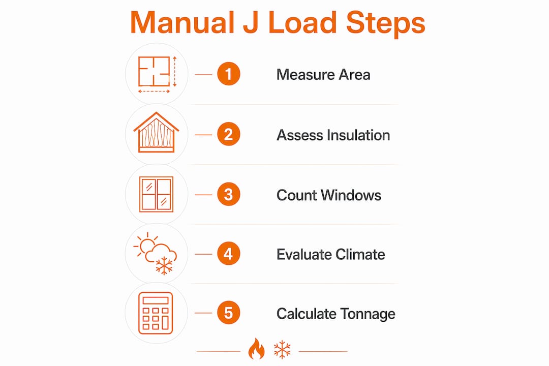 Infographic illustrating steps of Manual J load calculation