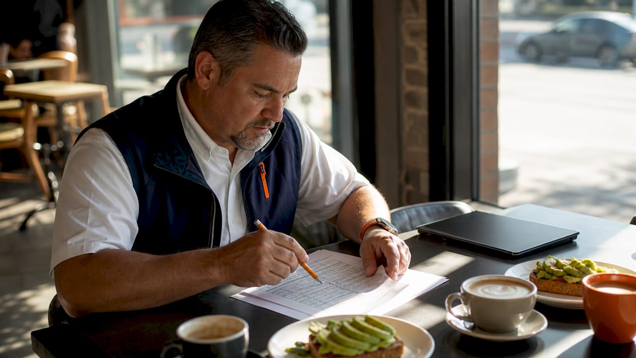Contractor reviewing HVAC tonnage calculation paperwork
