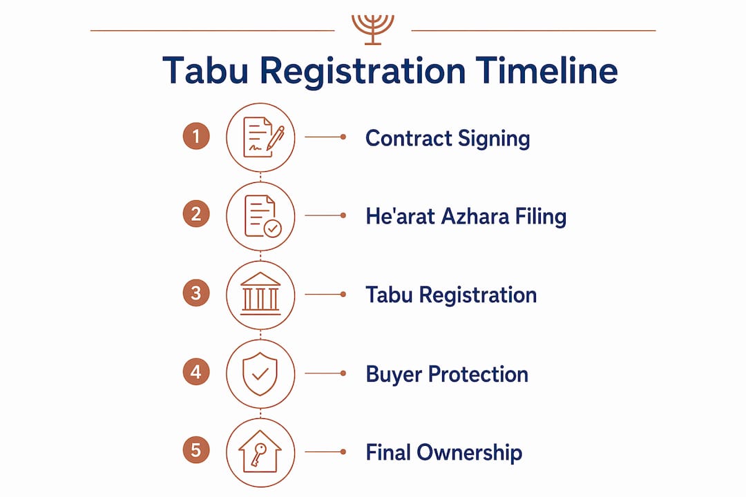 Infographic showing Tabu registration process steps