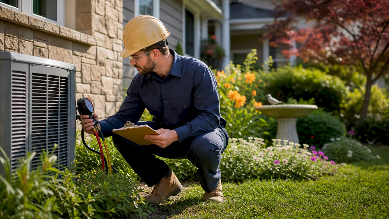 Emergency AC Repair Checklist for Homeowners emergency ac repair checklist emergency ac repair checklist 1781938912116 Technician inspecting outdoor AC unit Technician inspecting outdoor AC unit