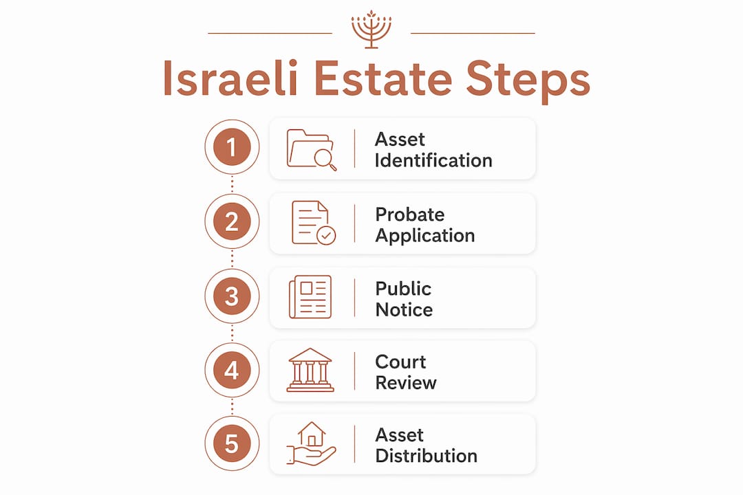 Infographic showing Israeli estate succession steps