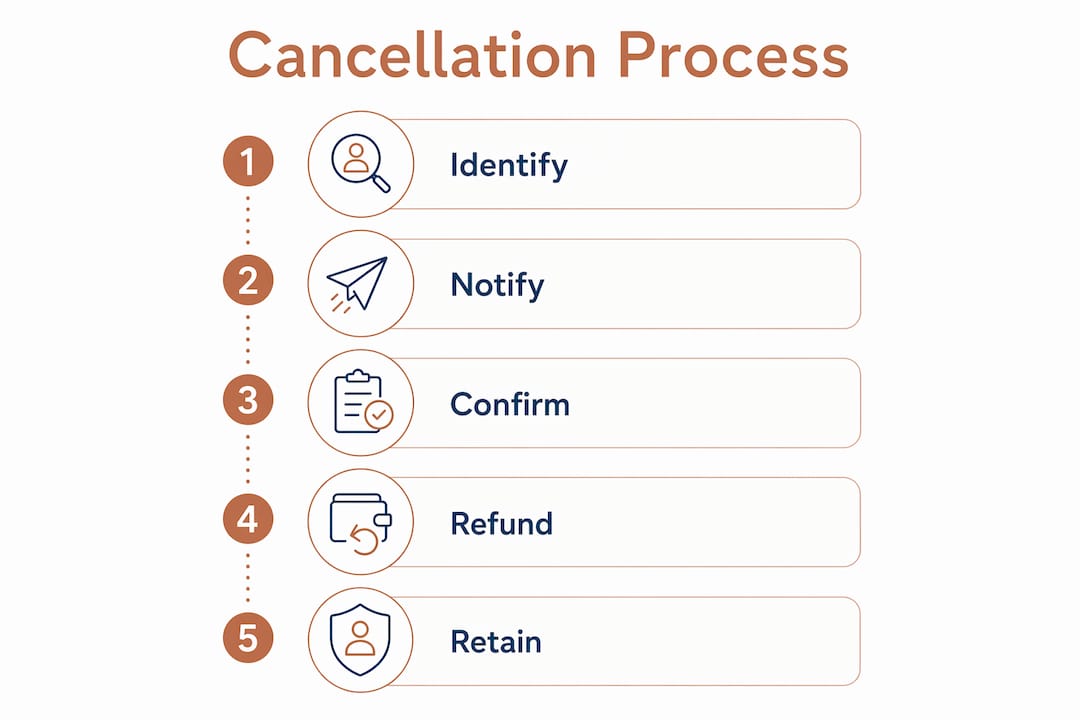 Infographic illustrating Israeli cancellation process steps