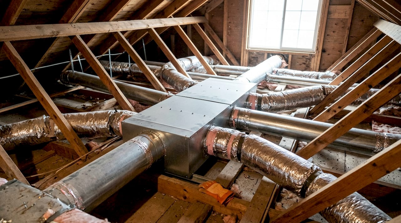 HVAC supply plenum with branching ducts