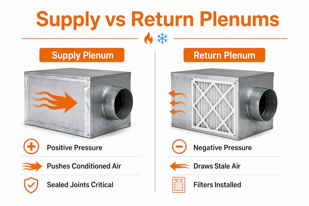Infographic comparing supply and return plenums