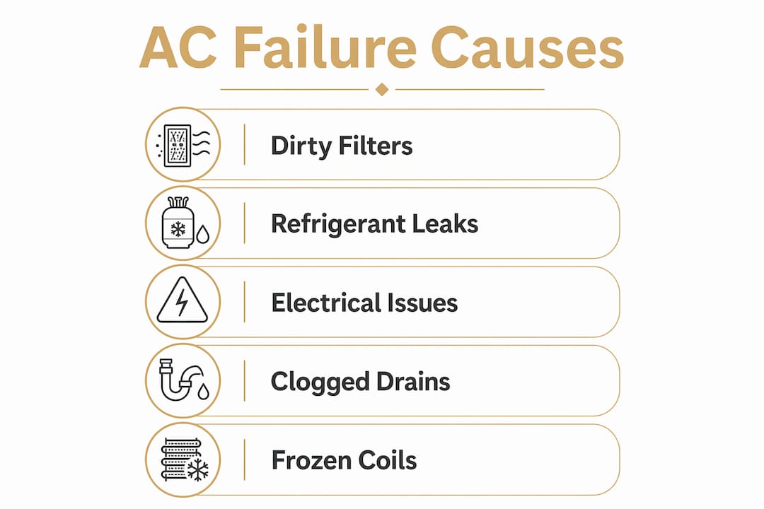What Causes AC Unit Failure: A Homeowner's Guide what causes ac unit failure what causes ac unit failure 1782718893064 Infographic summarizing common AC unit failure causes Infographic summarizing common AC unit failure causes