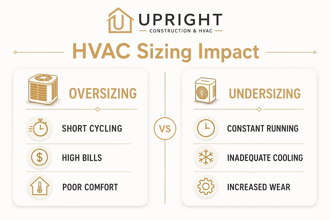 Why HVAC Sizing Matters for Home Comfort and Bills why hvac sizing matters why hvac sizing matters 1782892128104 Infographic comparing oversizing and undersizing problems Infographic comparing oversizing and undersizing problems