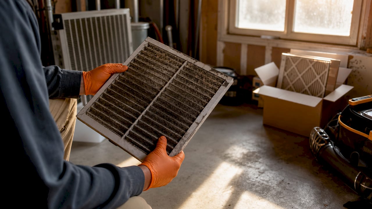 Why AC Vents Not Cooling? Fix It Fast why ac vents not cooling why ac vents not cooling 1783414741796 Dirty AC air filter being held by technician Dirty AC air filter being held by technician