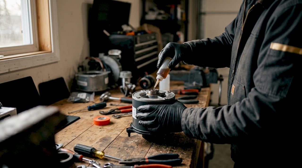 HVAC Blower Motor Maintenance: A Homeowner's Guide hvac blower motor maintenance hvac blower motor maintenance 1783493001751 Technician lubricating blower motor bearings Technician lubricating blower motor bearings