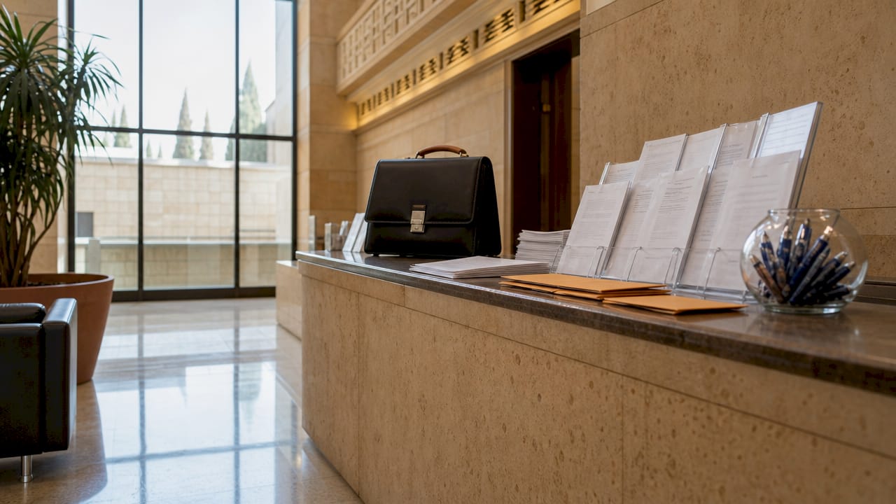Israeli Probate Process Explained: A 2026 Guide for Families 2 Registrar office lobby with official probate materials