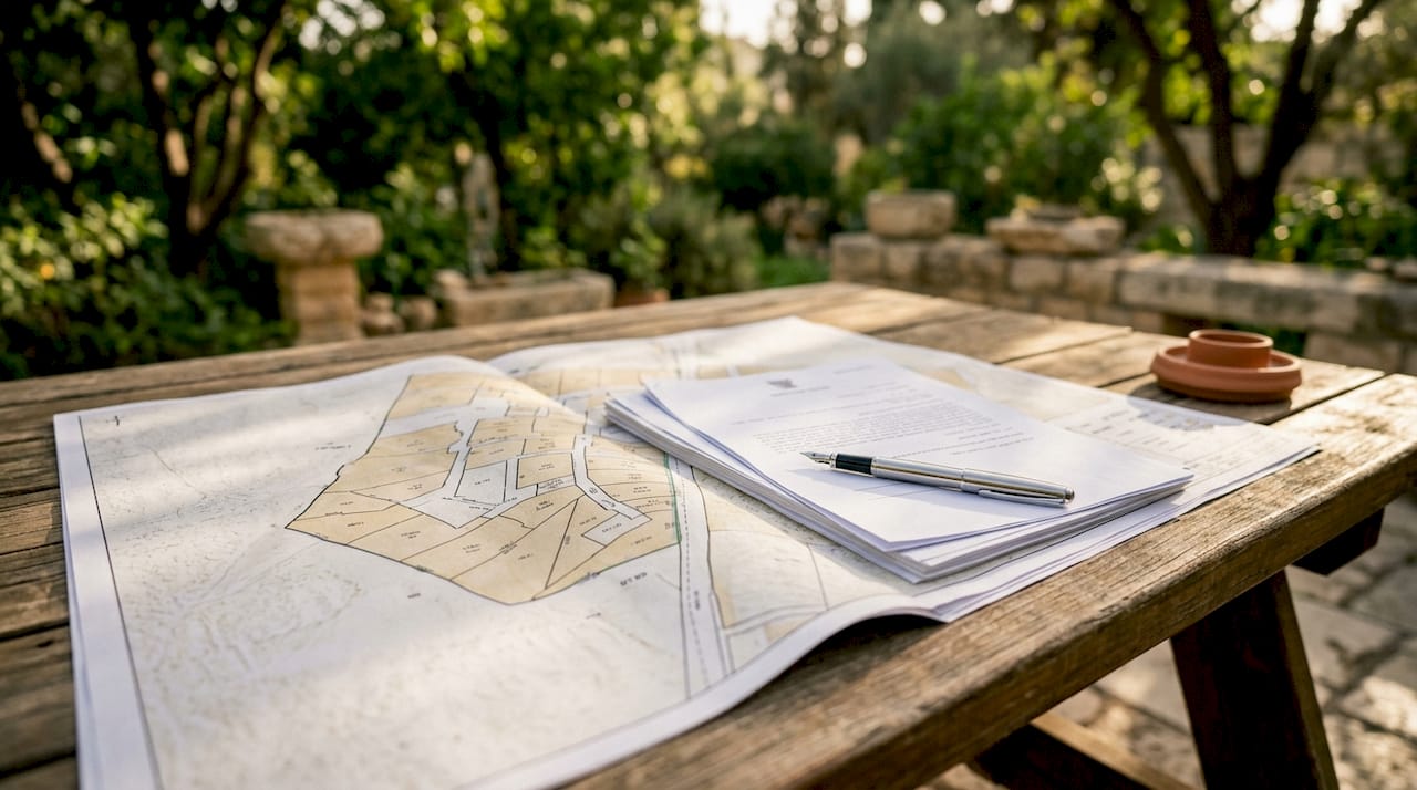 Israeli Absentee Property Law: What You Need to Know 2 Israeli land maps and legal documents on desk