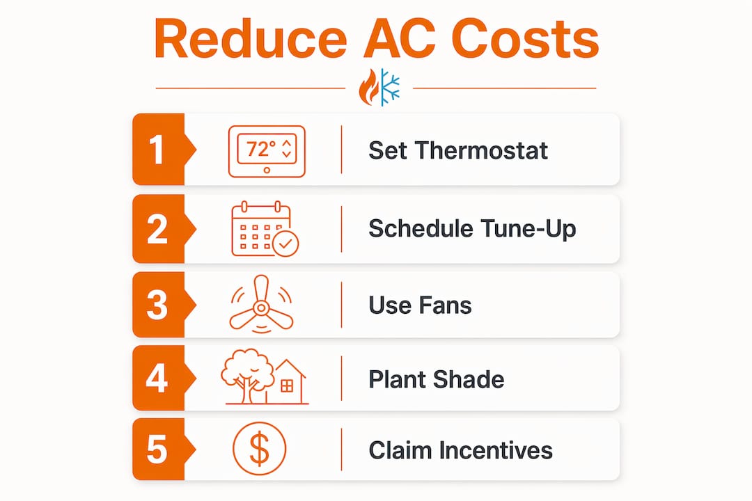 Infographic outlining 5 AC energy saving steps