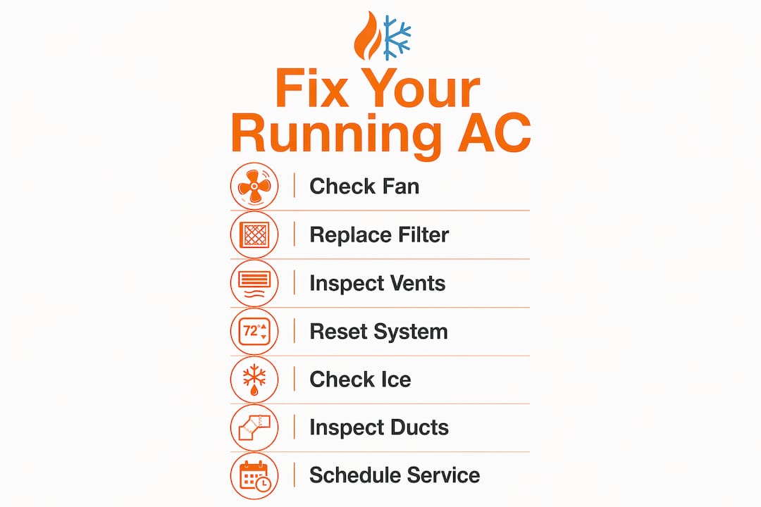 Infographic showing AC troubleshooting steps