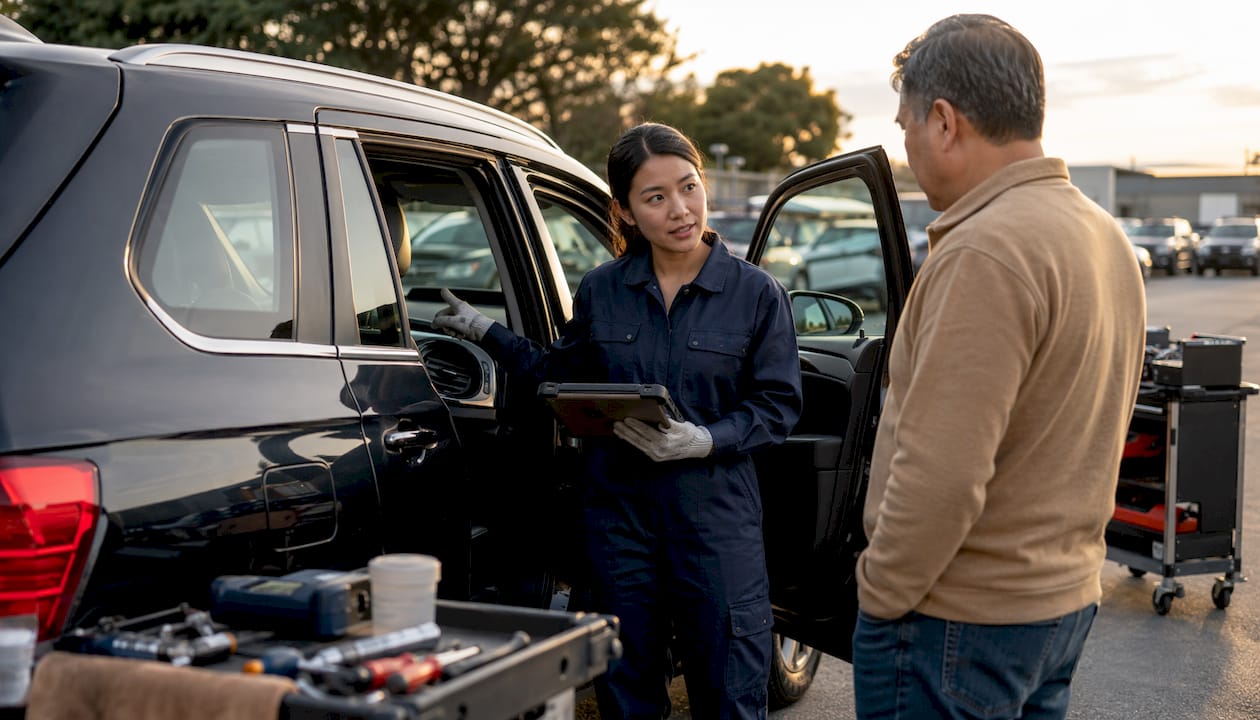 AC Coolant Recharge Explained: A Car Owner's 2026 Guide what is ac coolant recharge what is ac coolant recharge 1784373411380 Technician explaining AC system repair to customer Technician explaining AC system repair to customer