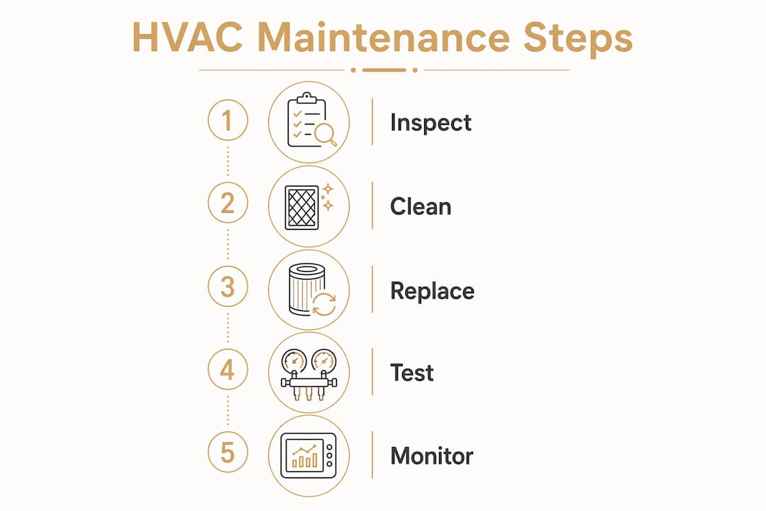 Infographic showing HVAC maintenance key steps