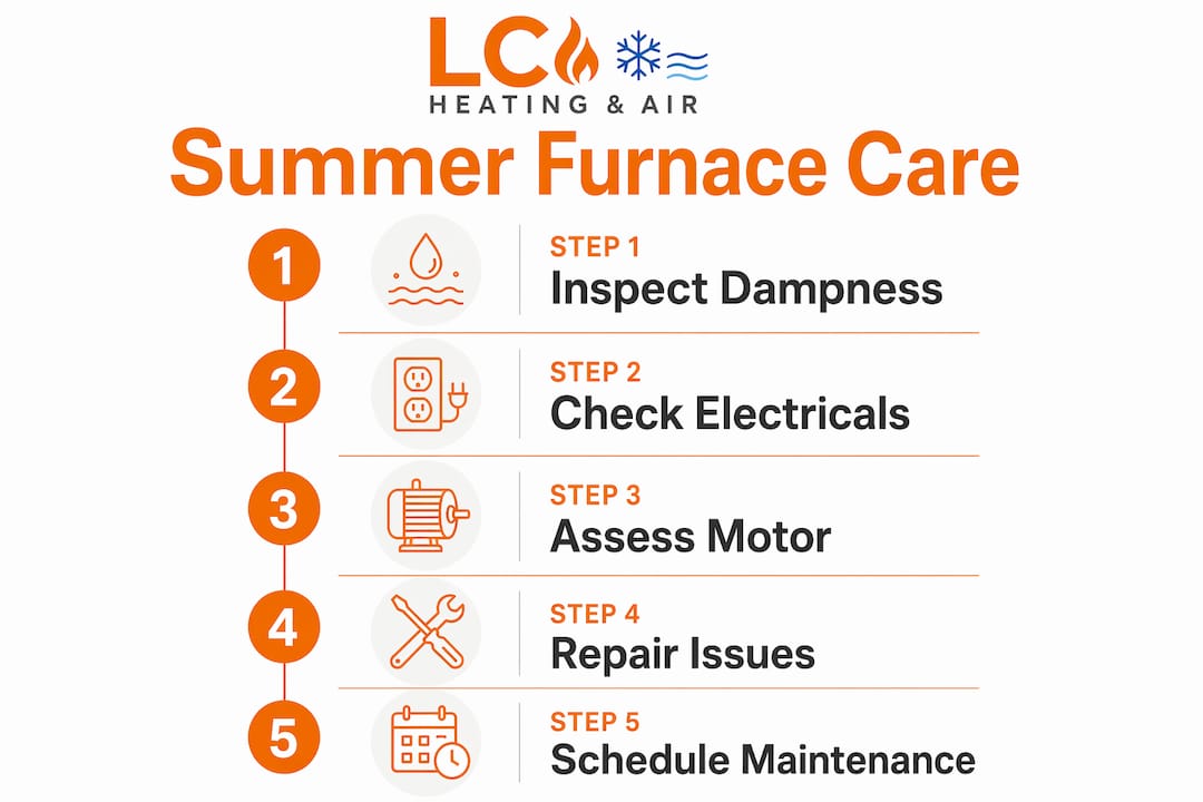 Infographic detailing steps of summer furnace maintenance