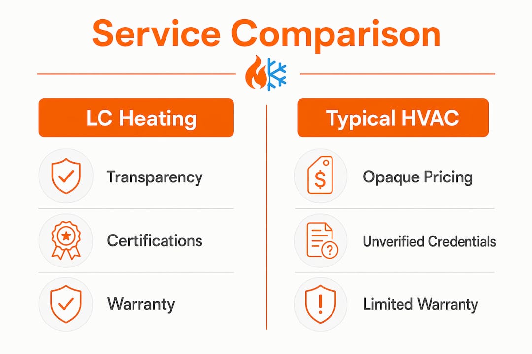Infographic comparing HVAC service features