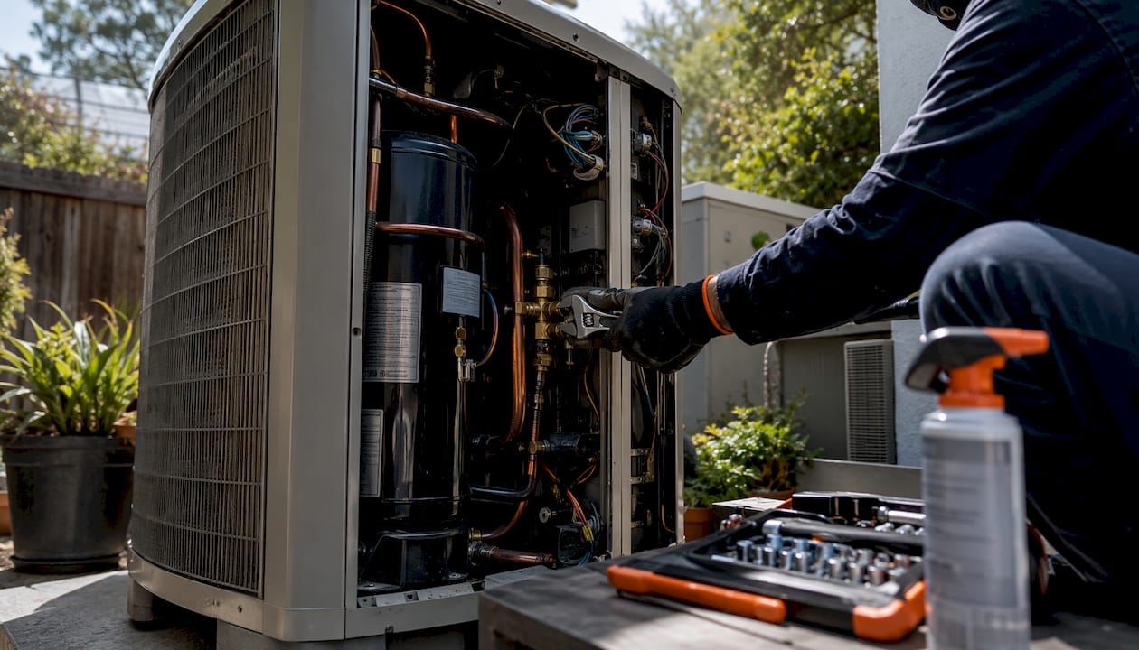 Open packaged AC cabinet showing components