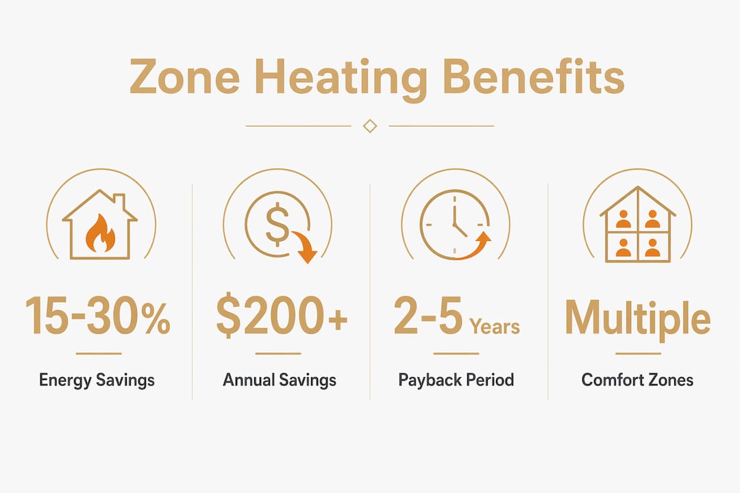 Infographic showing key zone heating savings statistics