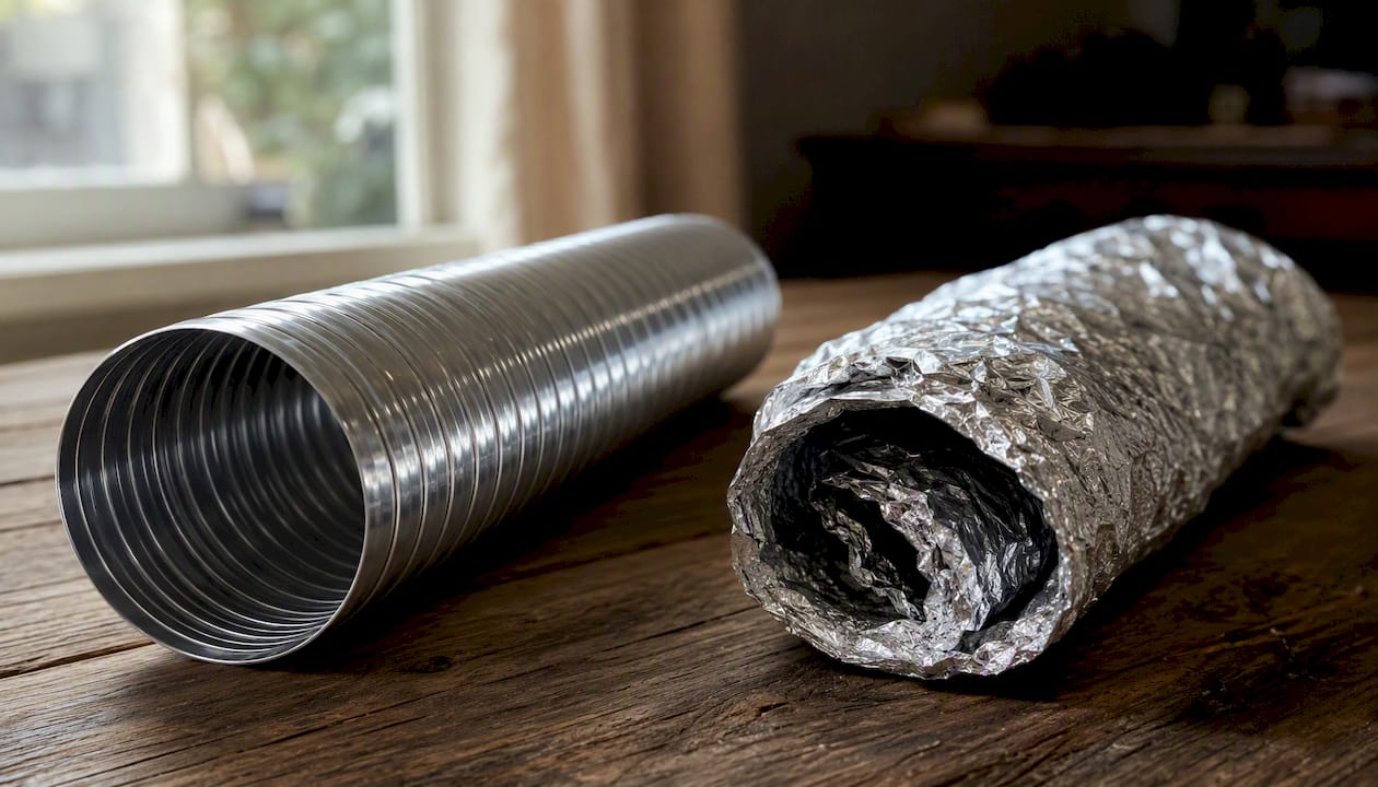 Metal and foil dryer vent duct comparison