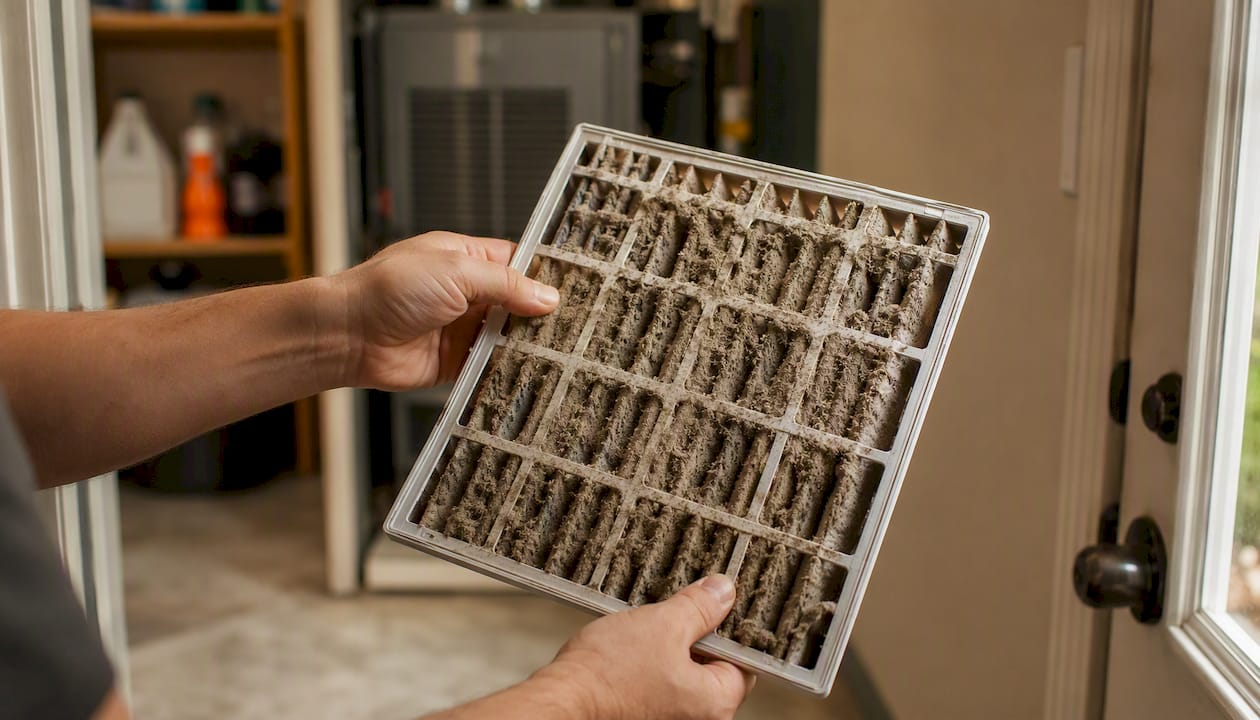 Dirty air filter obstructing light